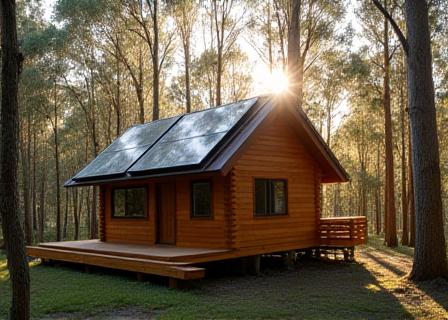 Off-grid solar system in Victorian forest